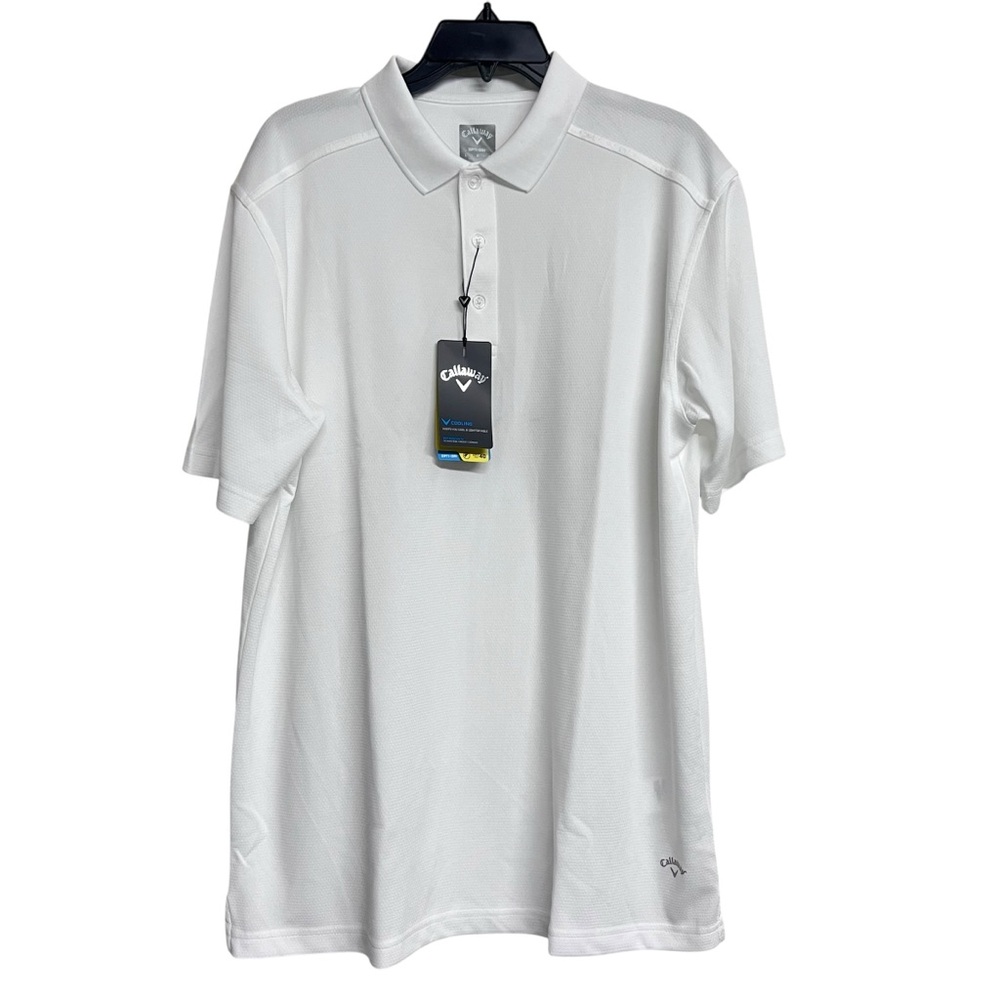 NWT Callaway Men's White Short Sleeve Performance Polo Shirt Large